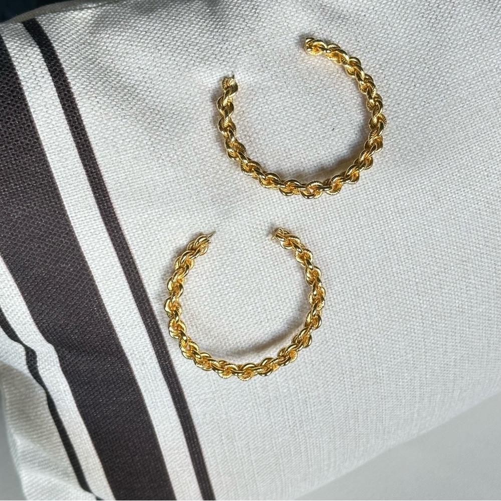 Earrings Chain Hoop Gold-toned 2” Diameter